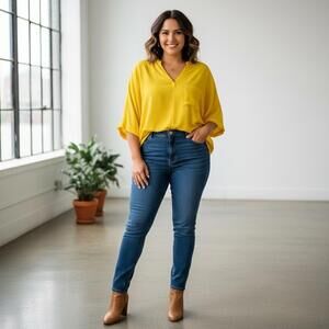 Roman Plus Size 24 - V-Neck Stretchy Roomy Tunic Blouse Top